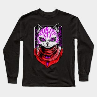 Cat Assassin Kitten Red Purple Long Sleeve T-Shirt